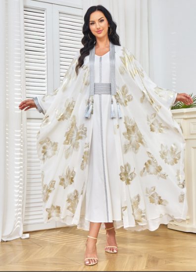 Picture of Ladies’ Long Dress – Two-Piece Evening Gown with Gold Foil Detailing