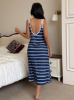 Picture of Women’s Casual Striped Nightdress – U-Neck, Open Back