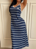Picture of Women’s Nightdress - Casual Striped – U-Neck, Open Back