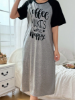 Picture of Women’s Casual Knit Nightdress – Two-Tone Raglan Short Sleeve, Round Neck