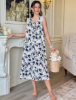 Picture of Women’s  Nightdress – Floral Pattern with Lace Trim, Sleeveless