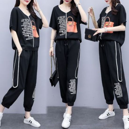 Picture of Summer Women’s Slimming Suit – Fashionable Casual Two‑Piece Set with Sports Pants