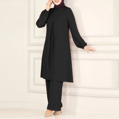 Picture of Women’s Spring & Autumn New Collection – Solid Color Round Neck Glitter Long-Sleeved Shirt & Pants Set