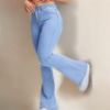 Picture of Women’s Retro High-Waisted Flared Jeans – Slim Fit Floor-Hugging Horseshoe Pants