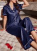 Picture of Women’s Pajama Set – Silk Striped Pattern , Short Sleeve & Pants