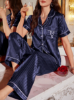 Picture of Women’s Pajama Set – Silk Striped Pattern , Short Sleeve & Pants