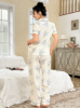 Picture of Women’s Pajama Set – Floral Print, Short sleeves, long pant