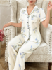 Picture of Women’s Pajama Set – Floral Print, Short sleeves, long pant