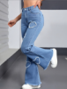 Picture of Women’s Elastic Heart-Pattern Flared Jeans – Original Trimming with Casual Holes