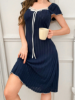 Picture of Women’s Nightdress – Lace Collar & Bow Decor, Solid color