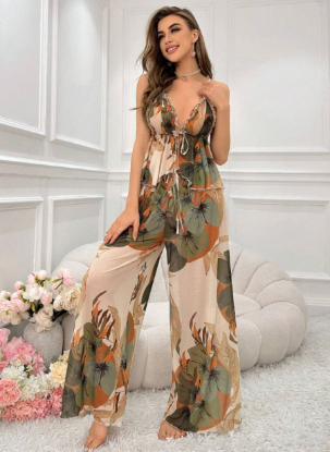 Picture of Women’s Pajama Set - Backless Spaghetti strap Top & long Pants