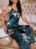 Picture of Women’s Satin Pajama Set – Floral Print straps Top & Pants