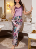 Picture of Women’s Satin Pajama Set – Floral Print, spaghetti straps top & long pants