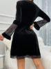 Picture of Women’s Elegant Nightdress – Lace Insert, velvet long sleeves