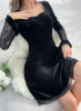 Picture of Women’s Elegant Nightdress – Lace Insert, velvet long sleeves