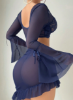Picture of Women’s 3-PCS. Sexy Lingerie Set –  Long Sleeve Top + Thong + Ruffled Pleated Mini Skirt