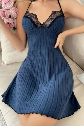 Picture of Women’s Nightdress – Lace Patchwork Spaghetti straps