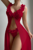 Picture of Women’s 2-PCS. Set – Contrast Lace Mesh Floral Maxi Dress + G-String