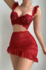 Picture of Women’s 3-PCS. Sexy Set –  Cami Top with Underwire + Ruched Waist Mini Skirt