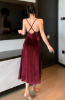 Picture of Women’s Sexy Nightdress – Lace Panel Velvet, Spaghetti straps