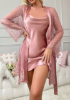 Picture of Women’s Satin Nightdress Set – Slip spaghetti straps Dress with Sheer Lace Robe