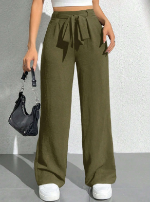Picture of Women’s Elegant Wide-Leg Pants – Solid Color,  with Belt