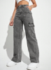 Picture of Women’s Cargo Jeans – High Waist, Flap Pockets, Straight-leg