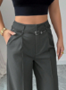 Picture of Women’s Pants – High Waist, Vintage Belt, Casual Straight-Leg