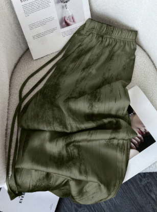 Picture of Women’s Loose Satin Pull-On Pants – Ink Brush Print