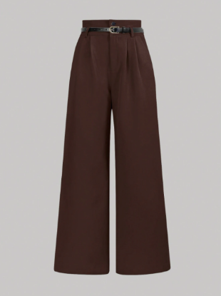 Picture of Women’s Pants – Solid Color, wide leg, Button Closure with Belt