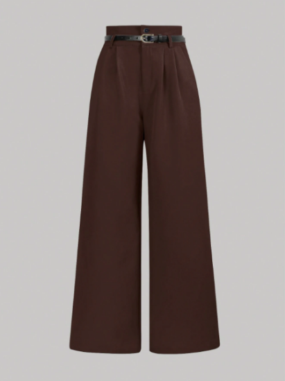 Picture of Women’s Pants – Solid Color, wide leg, Button Closure with Belt