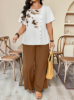 Picture of Women’s 2-Pcs. Set – Plant Print, Loose Casual Fit, Plus Size