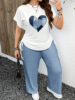 Picture of Women’s 2-Pcs. Set– Heart Print, Casual Loose Fit, Plus Size