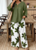 Picture of Women’s 2-Pcs.  Set –  Long-Sleeve & Floral Print Pants, Loose Fit, Plus Size
