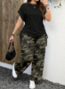 Picture of Women’s 2-Pcs. Set – Minimalist Casual Style, Plus Size, Army print