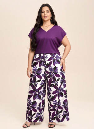 Picture of Women’s 2-PCS. Set – V-Neck,  Plus Size, Floral print