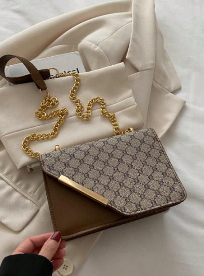 Picture of Women's Bag - Mini Mode, Plaid, Square with Chain Strap