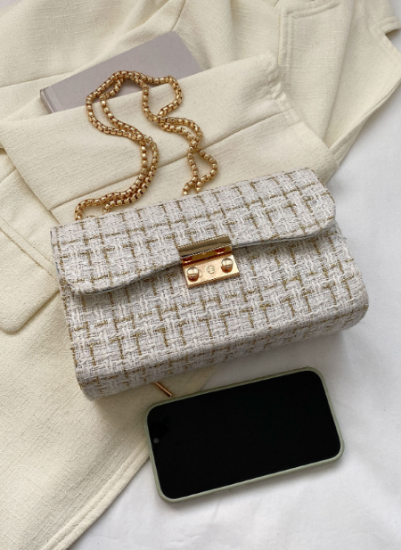 Picture of Women's Bag - Plaid, Chain, Square Mini with Flap