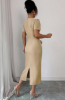 Picture of Women’s Midi Dress – Square Neck, Puff Sleeves, 3D Floral Decor