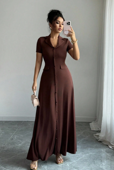Picture of Women’s Dress – short sleeves, Collar, A-Line, Back belt