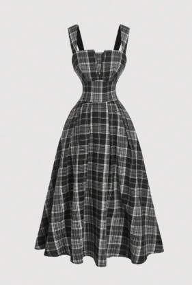 Picture of Women’s Dress - Plaid Midi Slip, wide straps