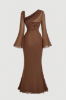 Picture of Women’s Dress – Bell long sleeves, Asymmetric Shoulder, Metal Buckle