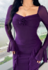 Picture of Women’s Dress – Ruffle long Sleeves, Solid color, Midi
