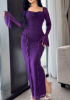 Picture of Women’s Dress – Ruffle long Sleeves, Solid color, Midi