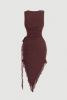 Picture of Women's Dress – Asymmetric Hem, 3D Floral Accent, Bodycon, sleeveless