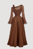 Picture of Women's Dress - Off-Shoulder Mesh, Bell long Sleeves