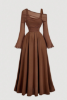 Picture of Women's Dress - Off-Shoulder Mesh, Bell long Sleeves