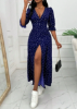 Picture of Women’s Dress - Polka Dot, Midi Sleeves, Side Slit