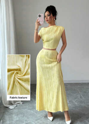 Picture of Women's 2-Pcs. Set – Asymmetric shoulder, High-Waist Flared Skirt