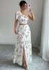 Picture of Women’s 2-Pcs. Set – Off shoulder, high Slit, Floral print